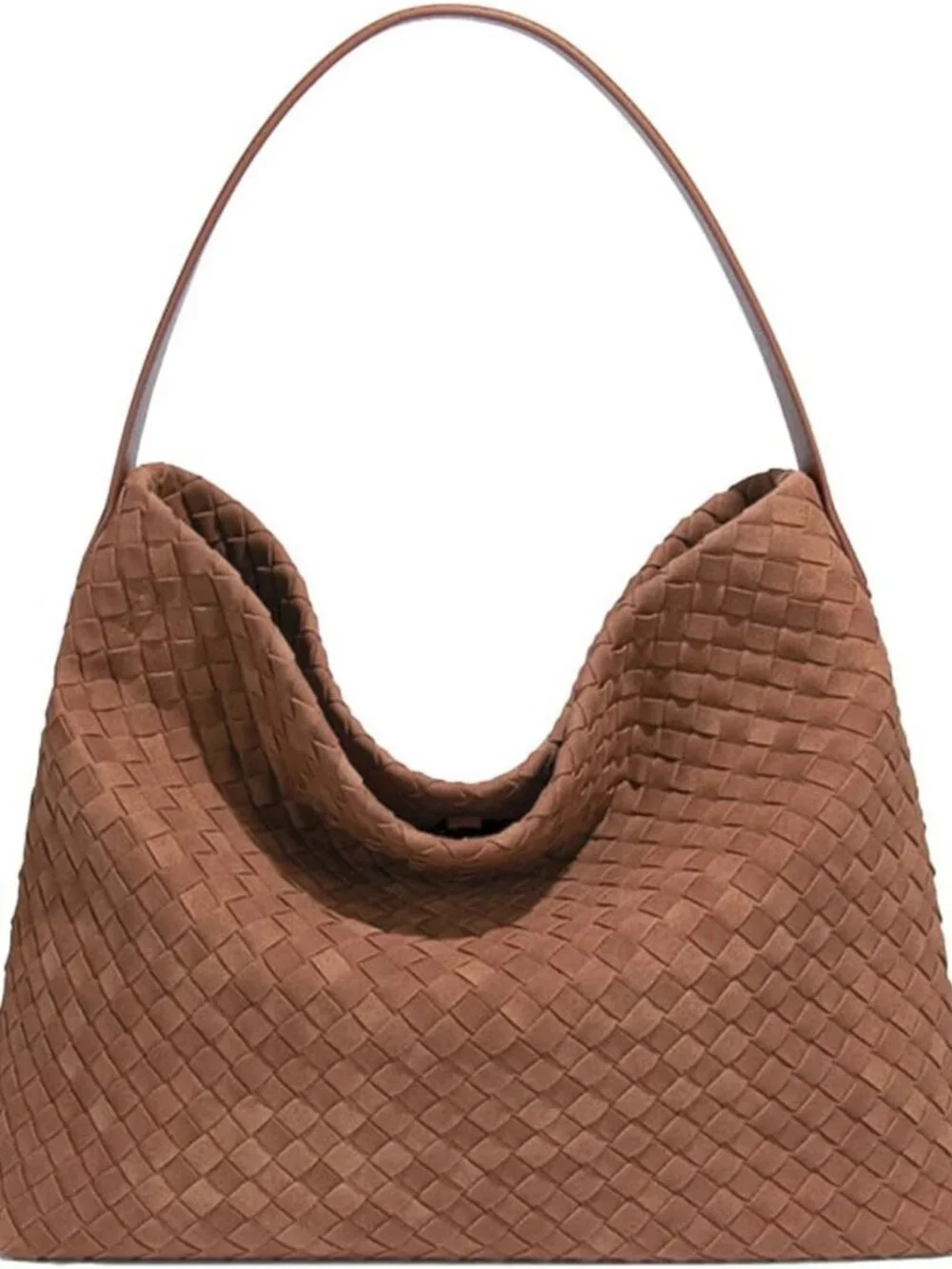 Chic Slouchy Faux Suede Woven Hobo Bag | Stylish Women's Shoulder Tote Handbag